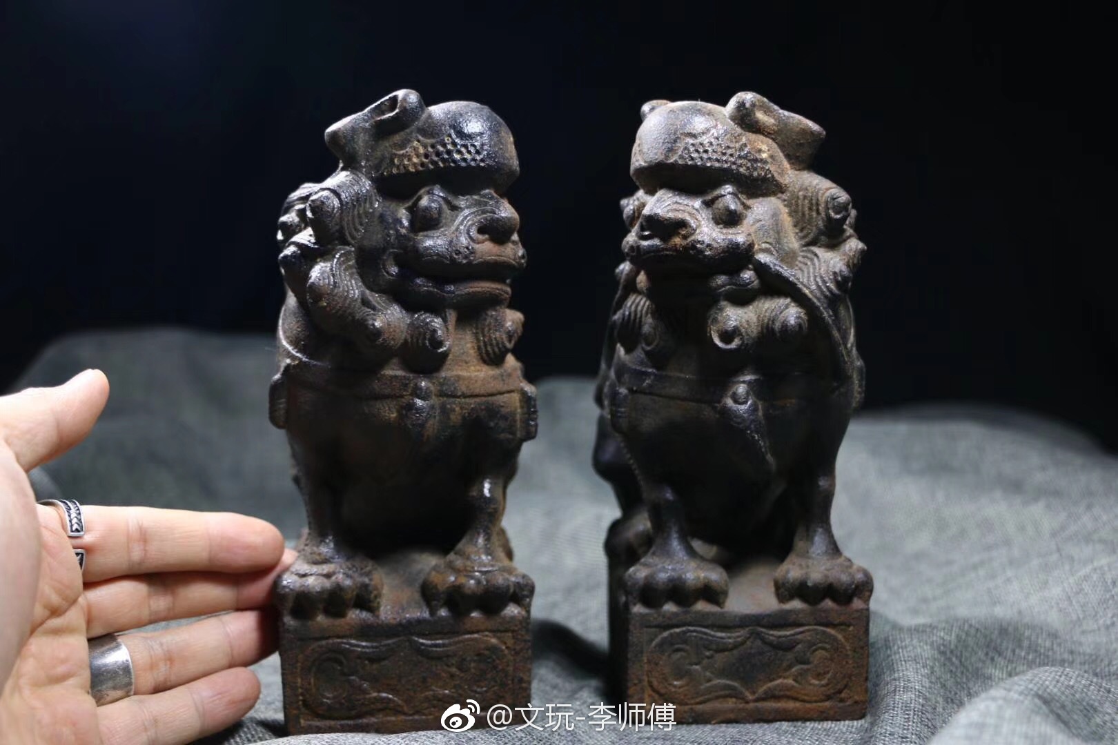 清代铁狮子一对