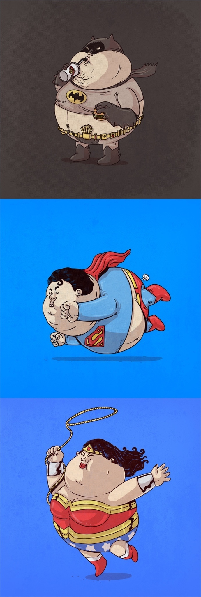 美国插画师alex solis脑洞大开,制作了一组"胖版"的超级英雄