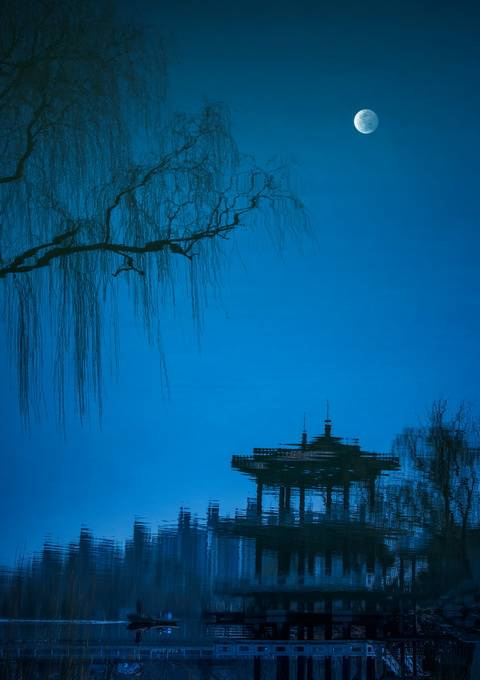 柳梢挂明月,夜风吹酒醒|柳梢|夜风|明月_新浪新闻