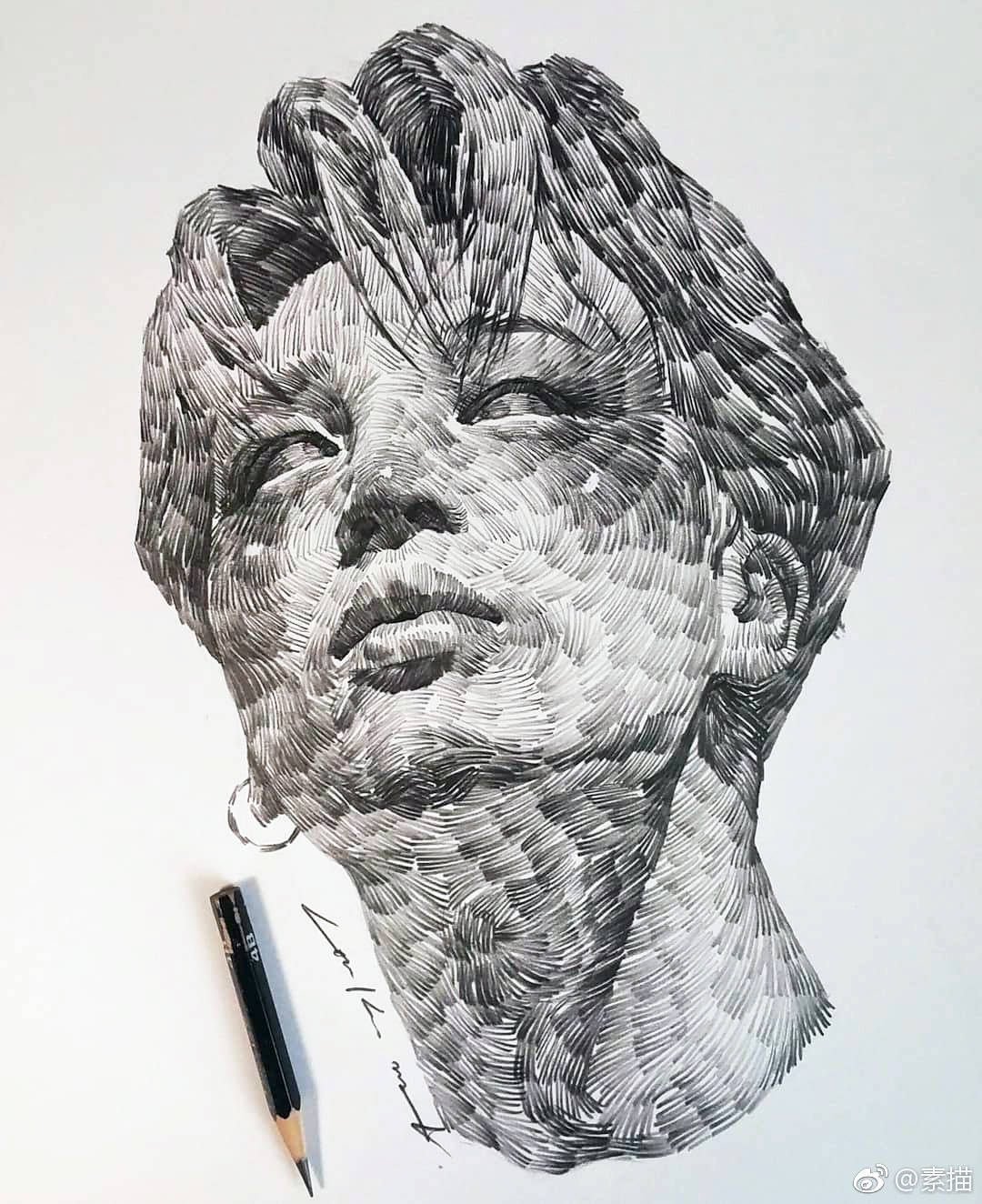 一组"疯狂的线条"素描作品!