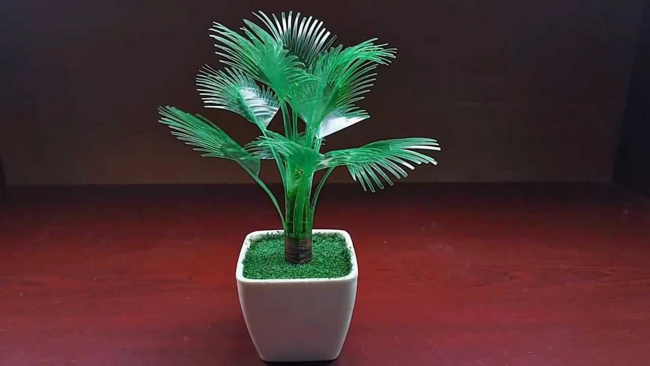 废物利用diy,教你如何将塑料瓶制作成漂亮的椰子树,很简单