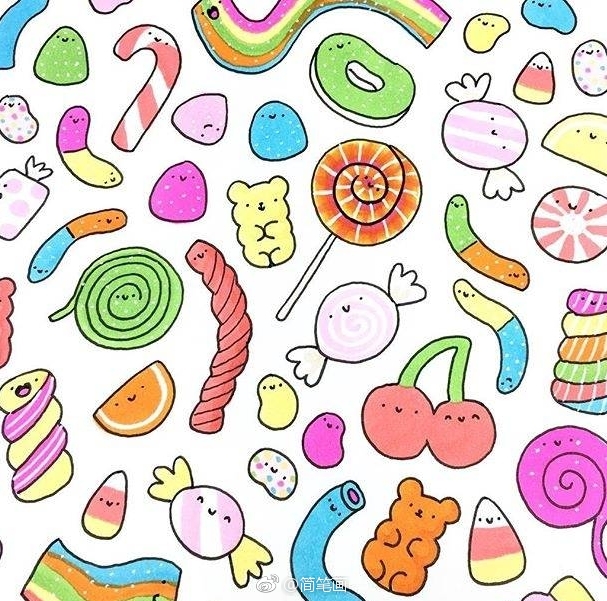 一组萌系食物简笔画素材(by: kirakira)