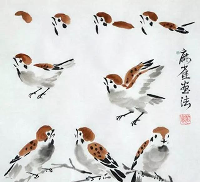 国画入门丨怎样画麻雀图解