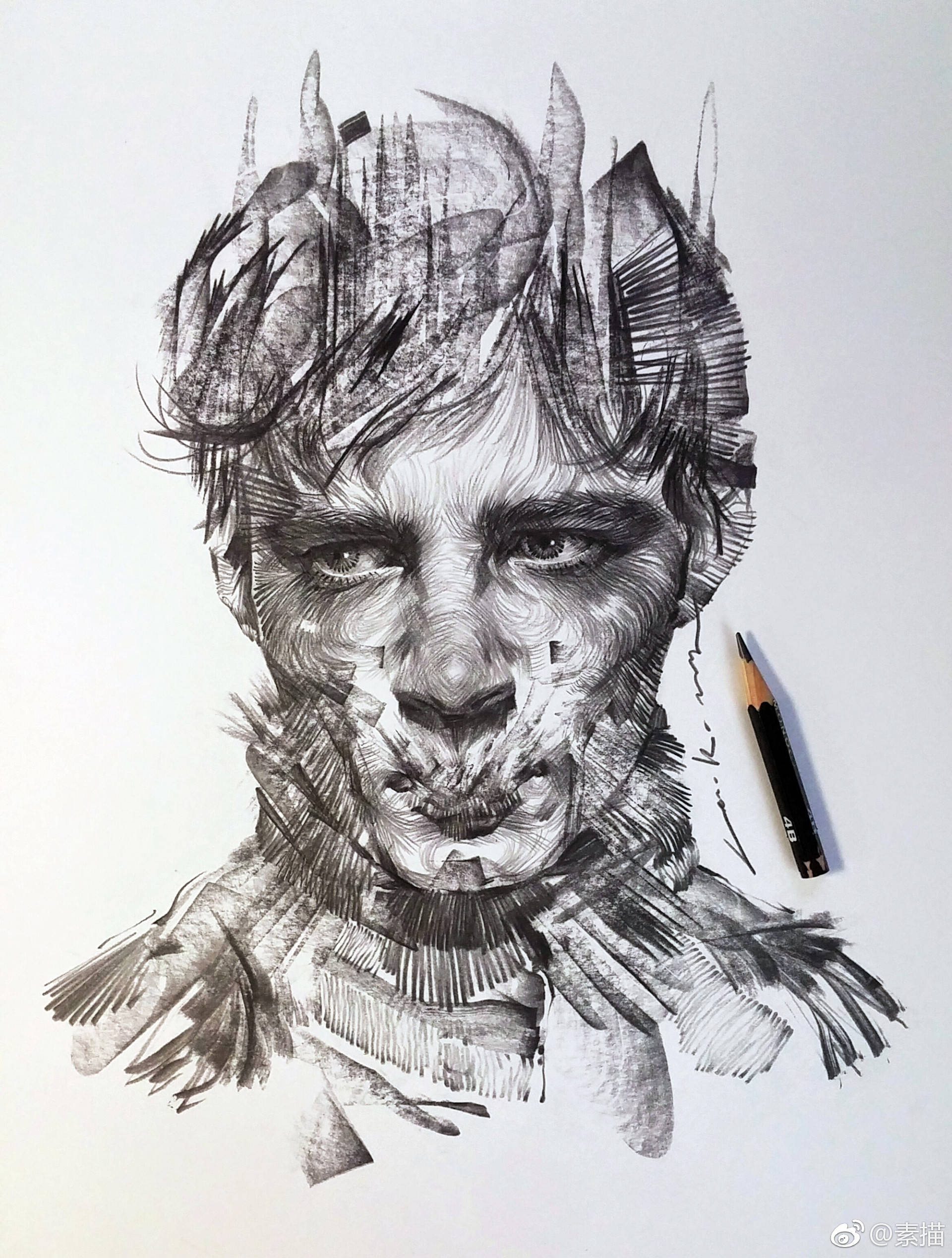 一组"疯狂的线条"素描作品!