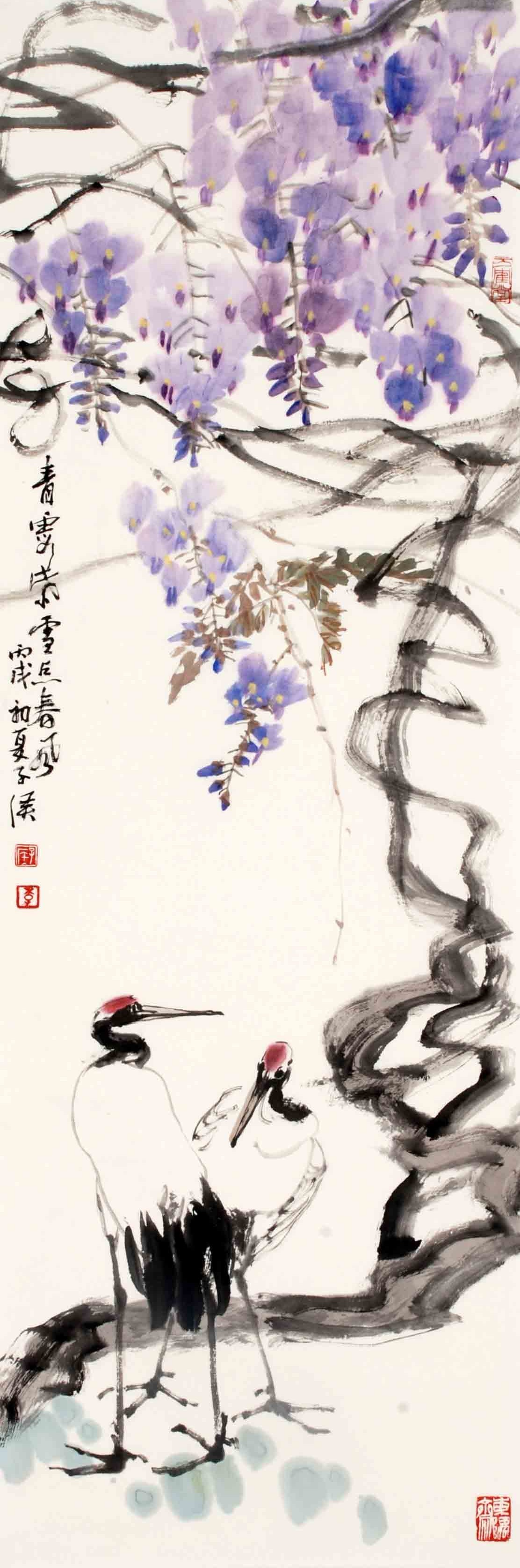 浙派意笔画代表人物之一 李子侯写意鹤作品之一