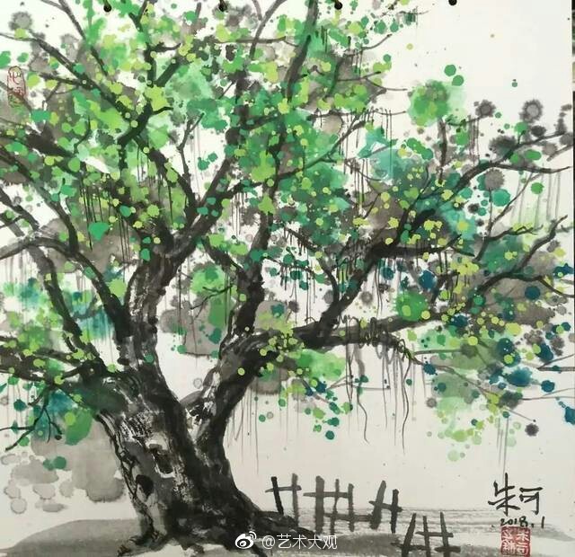 朱可乡村风情彩墨画朱可1978年出生潮汕水彩画院画师