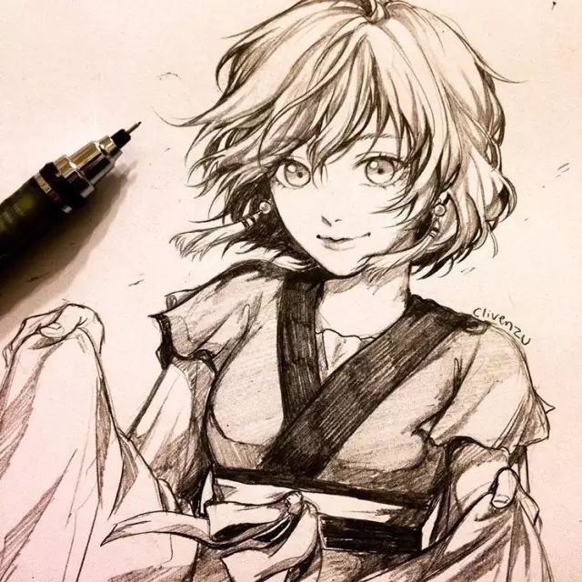 这样的素描美少女你们喜欢嘛