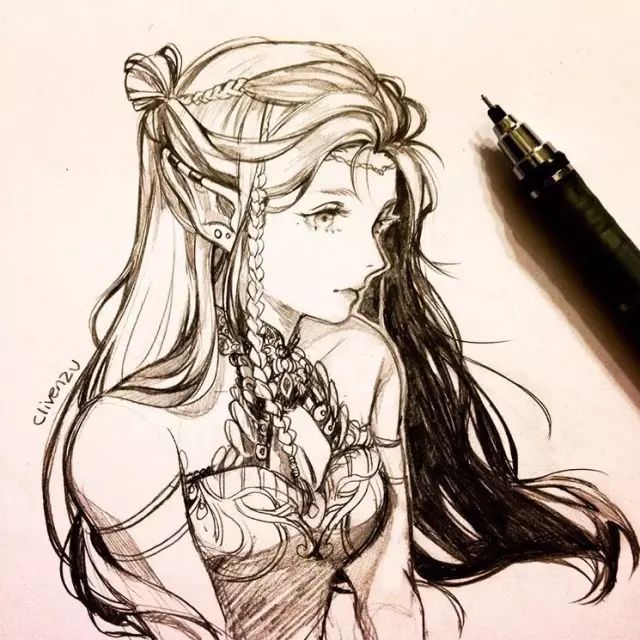 这样的素描美少女你们喜欢嘛