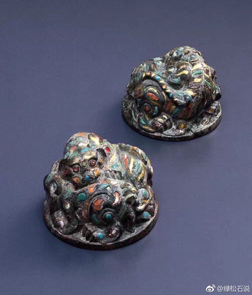 日本美秀博物馆 · 绿松石镶嵌藏品①②东周晚期容器③东周晚期腰带