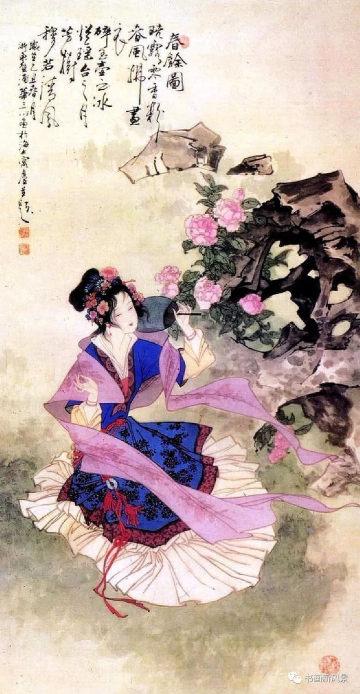 华三川仕女图,鲜艳动人!|工笔|三川|画家_新浪新闻