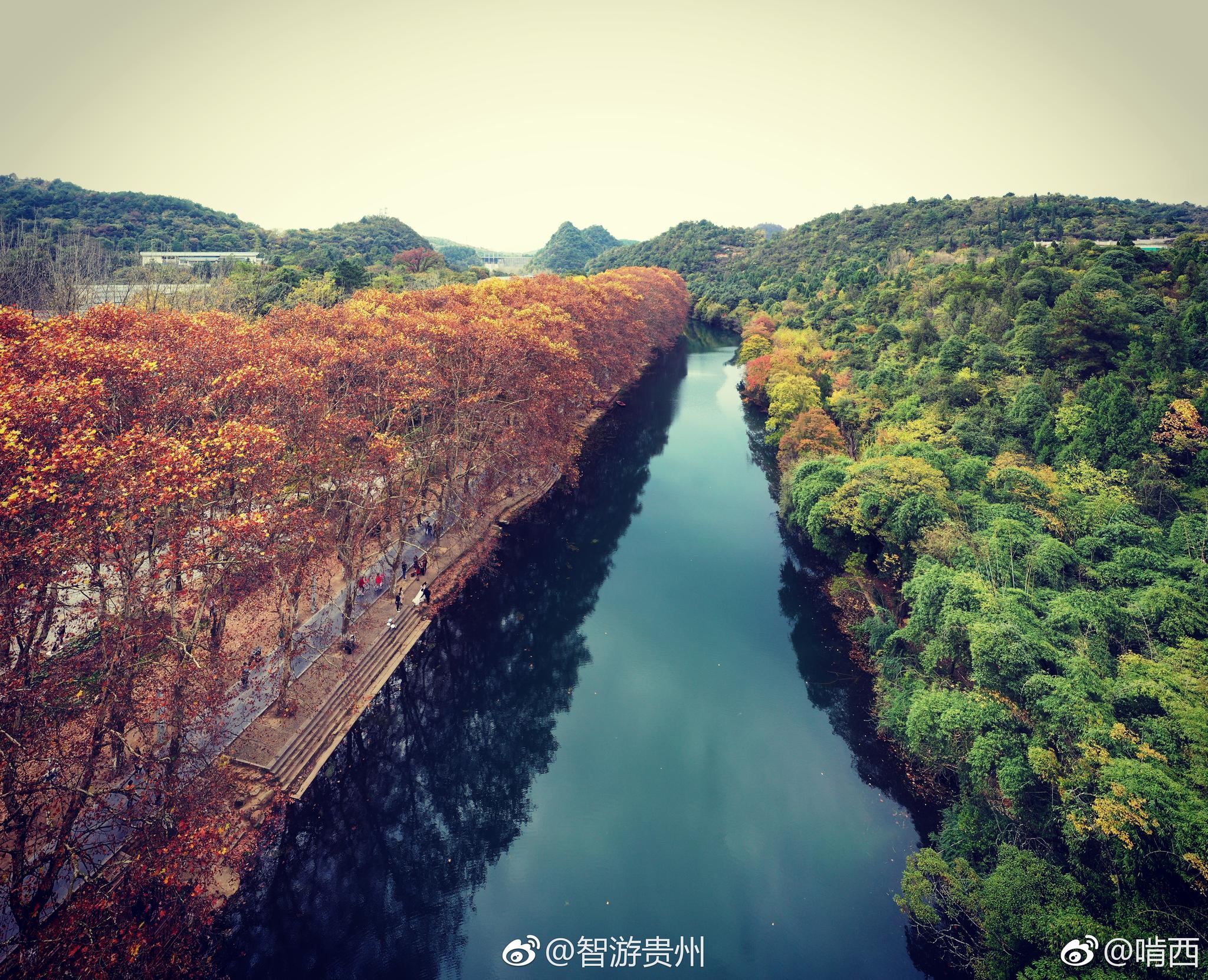航拍贵阳花溪黄金大道,秋天当然要分享秋景