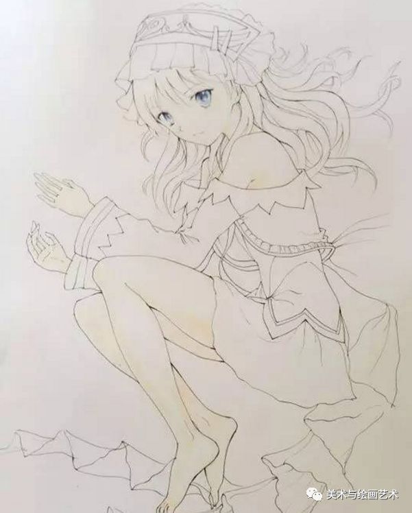 卡通人物彩铅画教程:动漫美少女彩色铅笔画绘