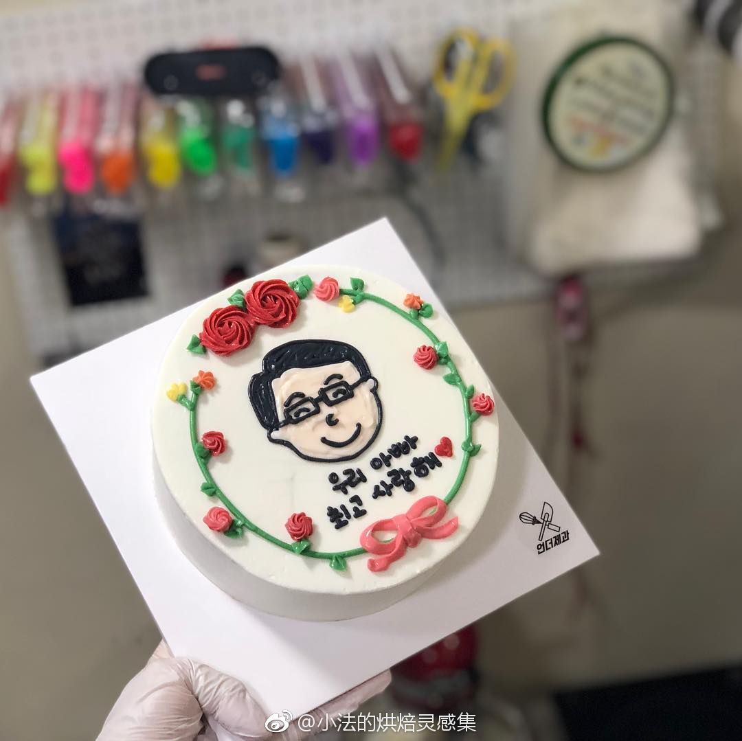 适合教师节的人物肖像蛋糕奶油霜小刀抹画出来的diy定制款得有画