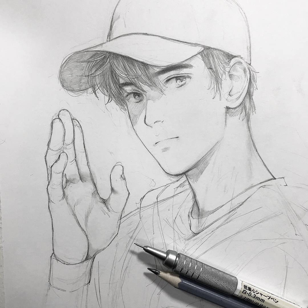 画师shinjichibana自动铅笔下的9种不同类型的男生画作风格穿梭在写