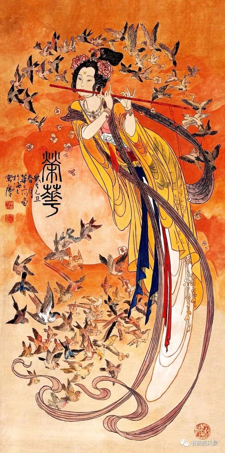 华三川仕女图,鲜艳动人!|工笔|三川|画家_新浪新闻