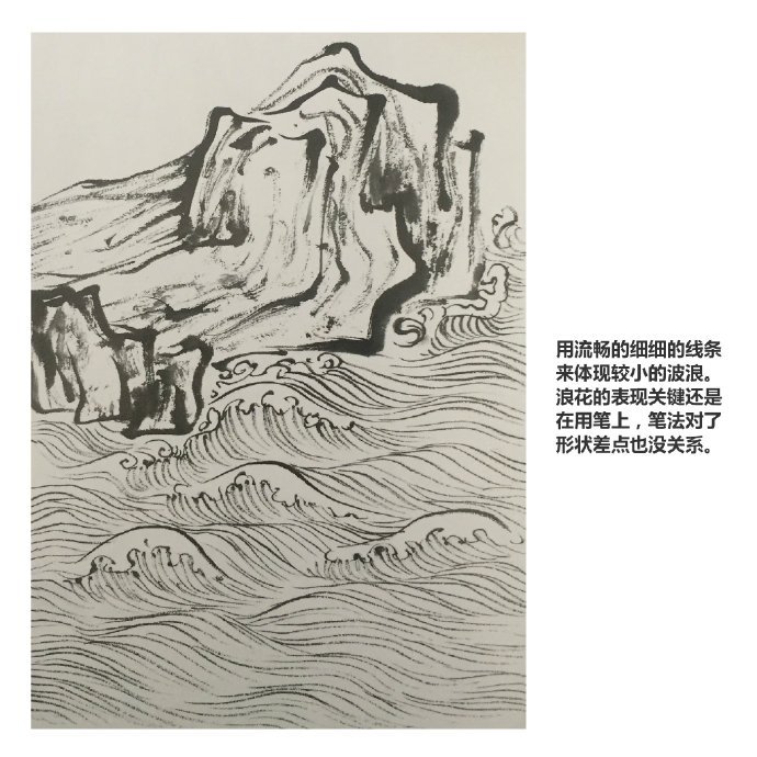 国画云水篇海水和河水的画法
