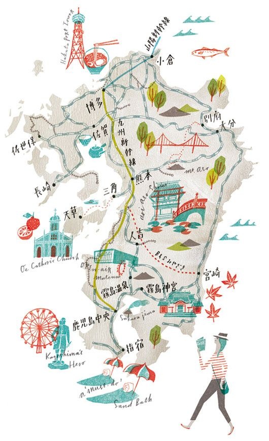 文艺小清新风格手绘插画地图和美食,风格很赞!_新浪看点