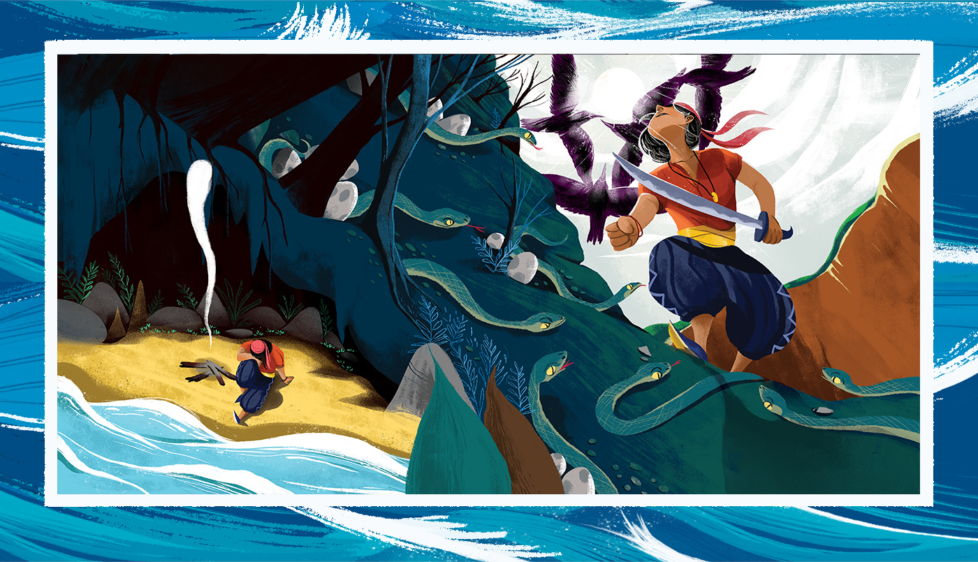 并以水手辛巴达为主题绘制的插画