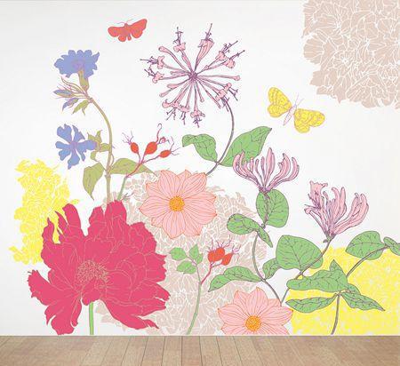 到处皆诗意,随时有物华:美丽的花朵家居墙体彩绘