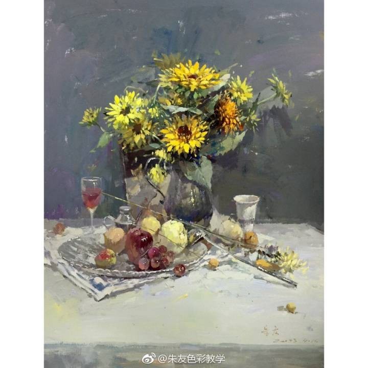 色彩静物欣赏作者朱友