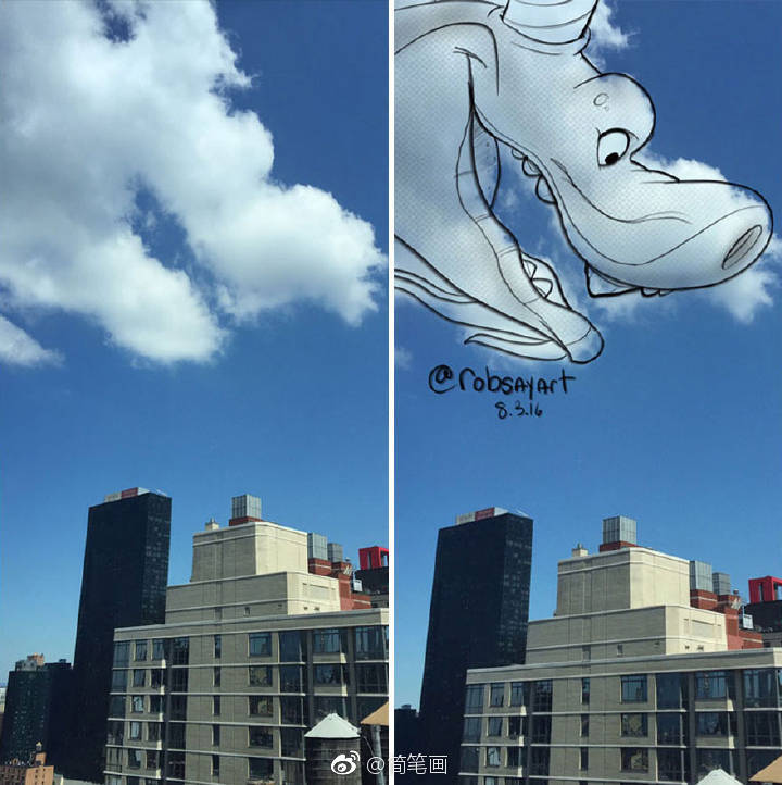国外画师用云朵涂鸦太有创意了吧