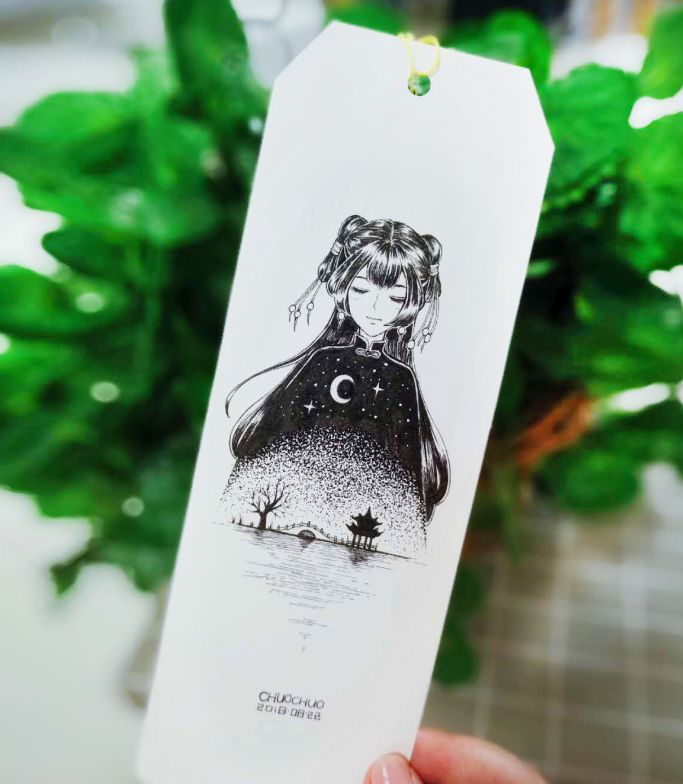 针管笔教程手绘古风美女画一张做书签简直不能再完美啦