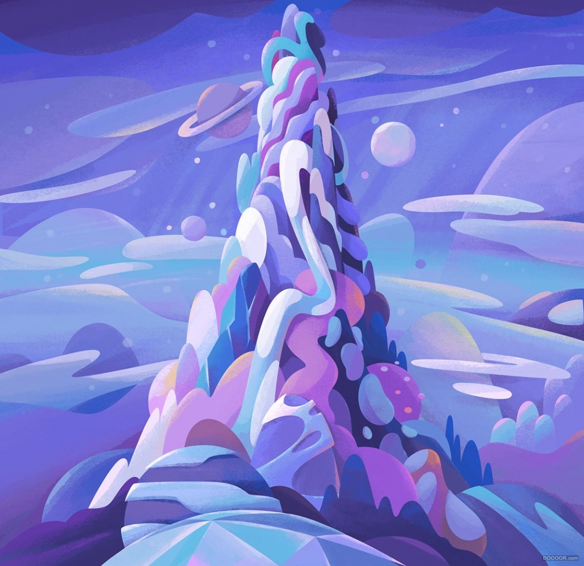 圆润层次感彩色插画作品 (2)