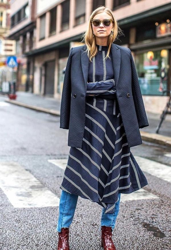 连衣裙配牛仔裤?这些穿搭有你喜欢的!