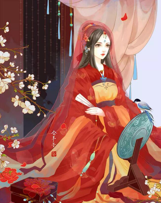 古风手绘绝美妃子壁纸一骑红尘妃子笑无人知是荔枝来