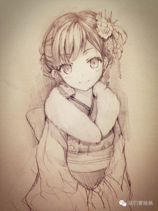 铅笔简单画素描女孩头像