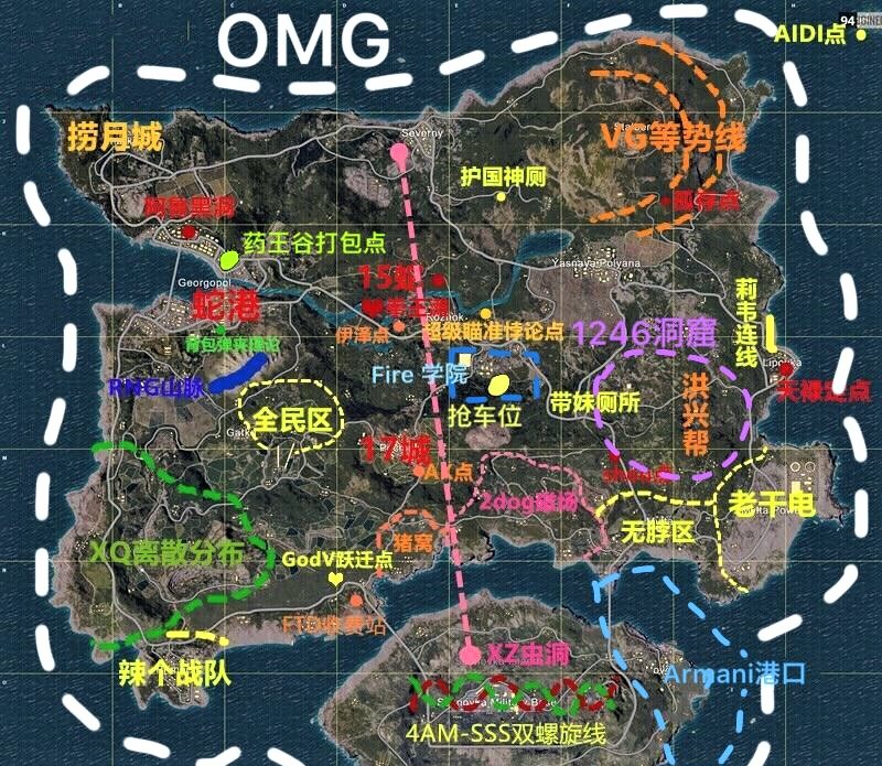 网友自制绝地求生地图,盘点战队的梗!网友:全民区让人敬畏!