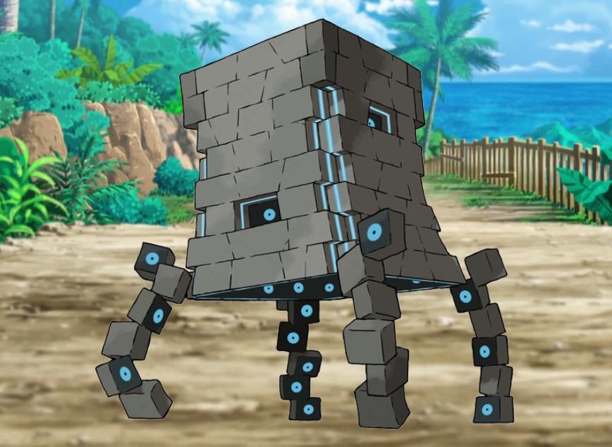 雷吉洛克全身由灰色和橙色岩石构成,被大家称为"岩神柱".