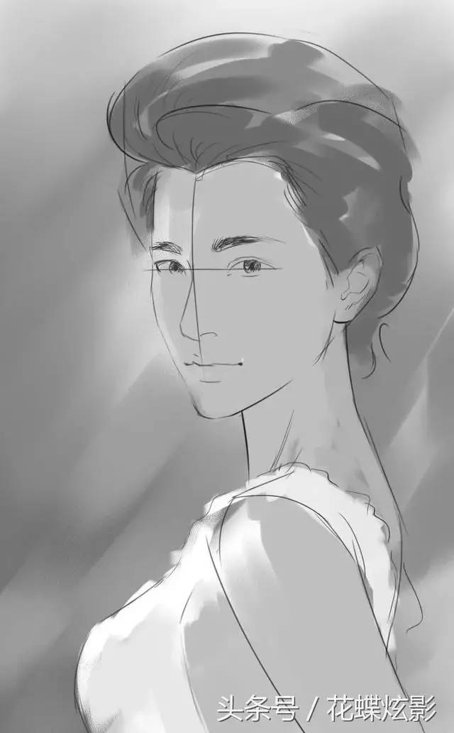 尝试下用数位板画张素描女生头像