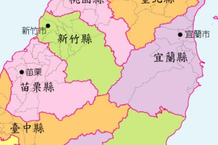 划分为22个地区的台湾省