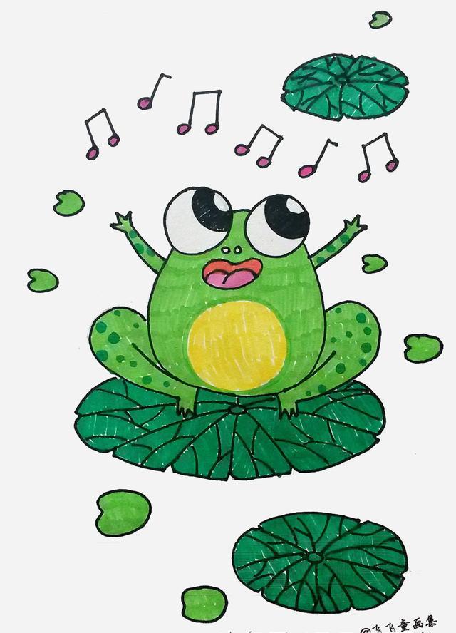 小青蛙唱歌简笔画图片