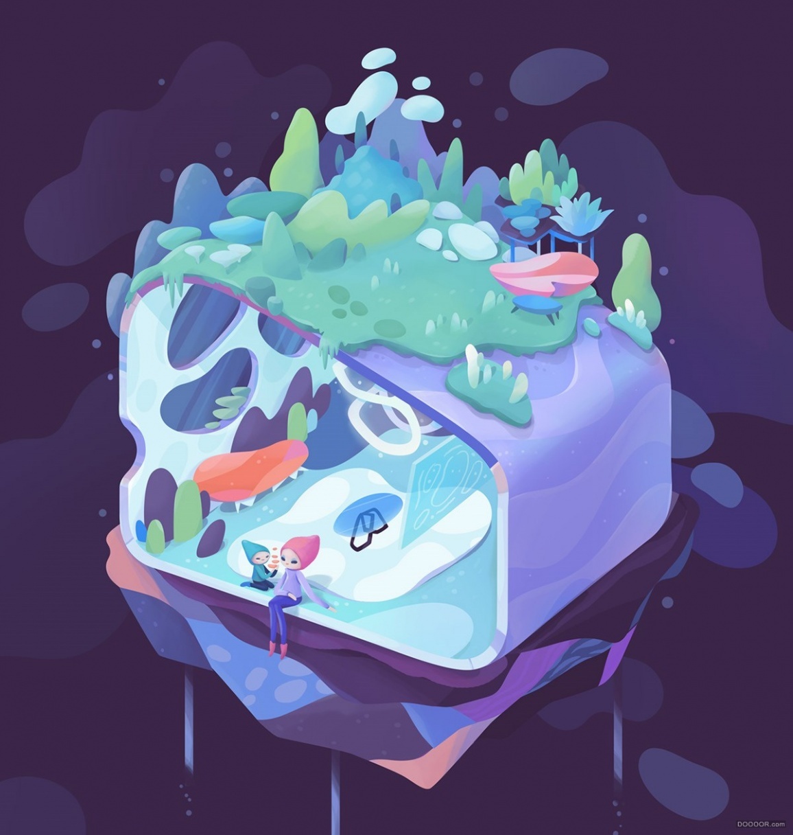 圆润层次感彩色插画作品 (2)