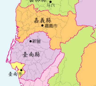 划分为22个地区的台湾省