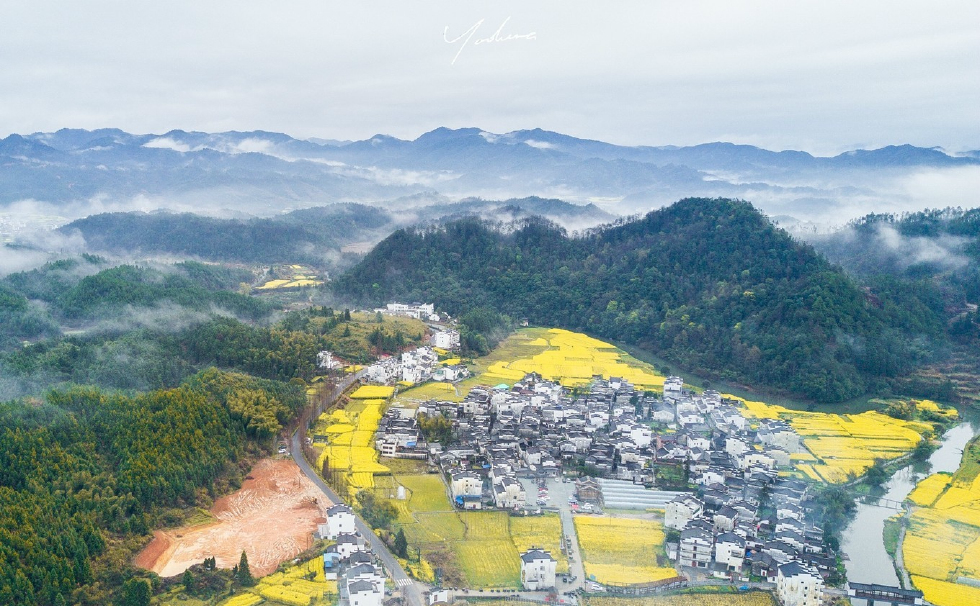 鸟瞰黎源风景如画