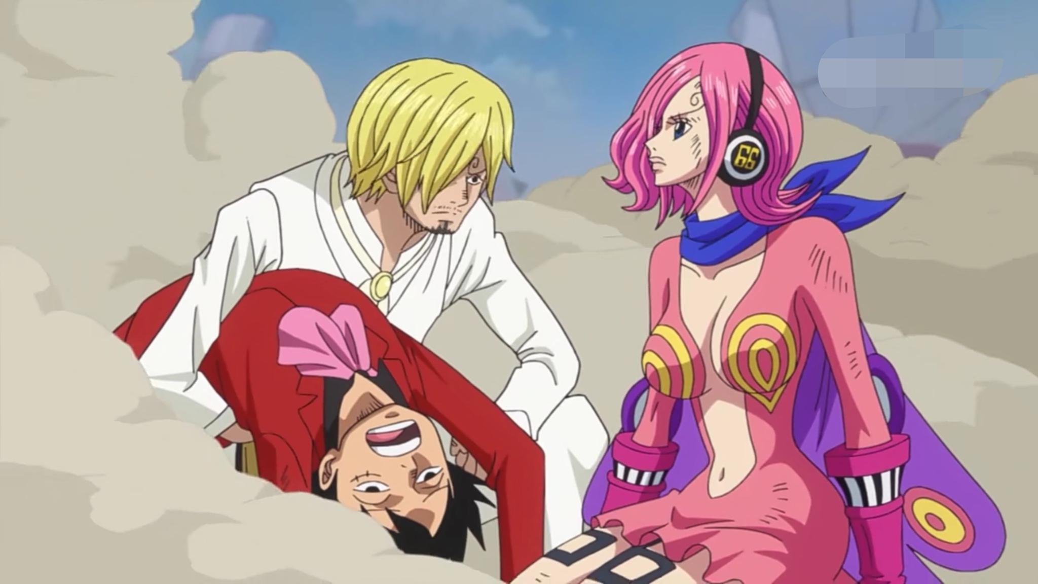 正如图上山治路飞蕾玖三人所呈现的画面所描述的,路飞直接就懵圈了,而