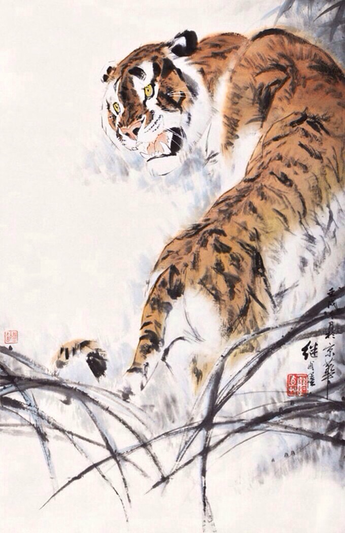 国画大师的绝活——刘继卣画虎