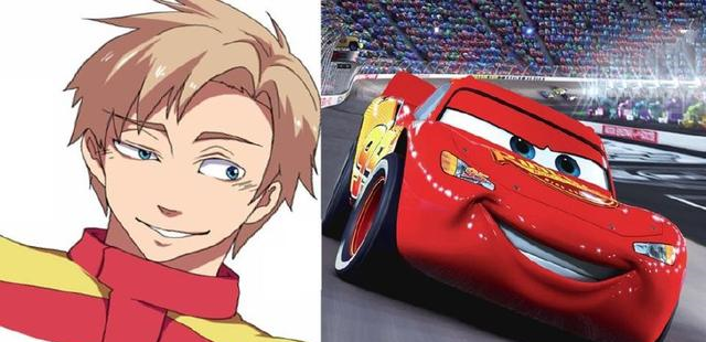 当《赛车总动员》拟人化后,莎莉成邻家女孩,闪电麦昆变阳光男孩