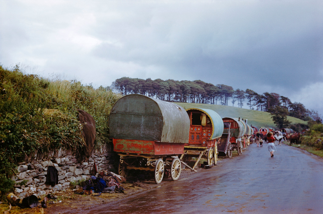 吉普赛人和他们的大篷车,爱尔兰凯里郡,1954年|爱尔兰|凯里郡|吉普赛