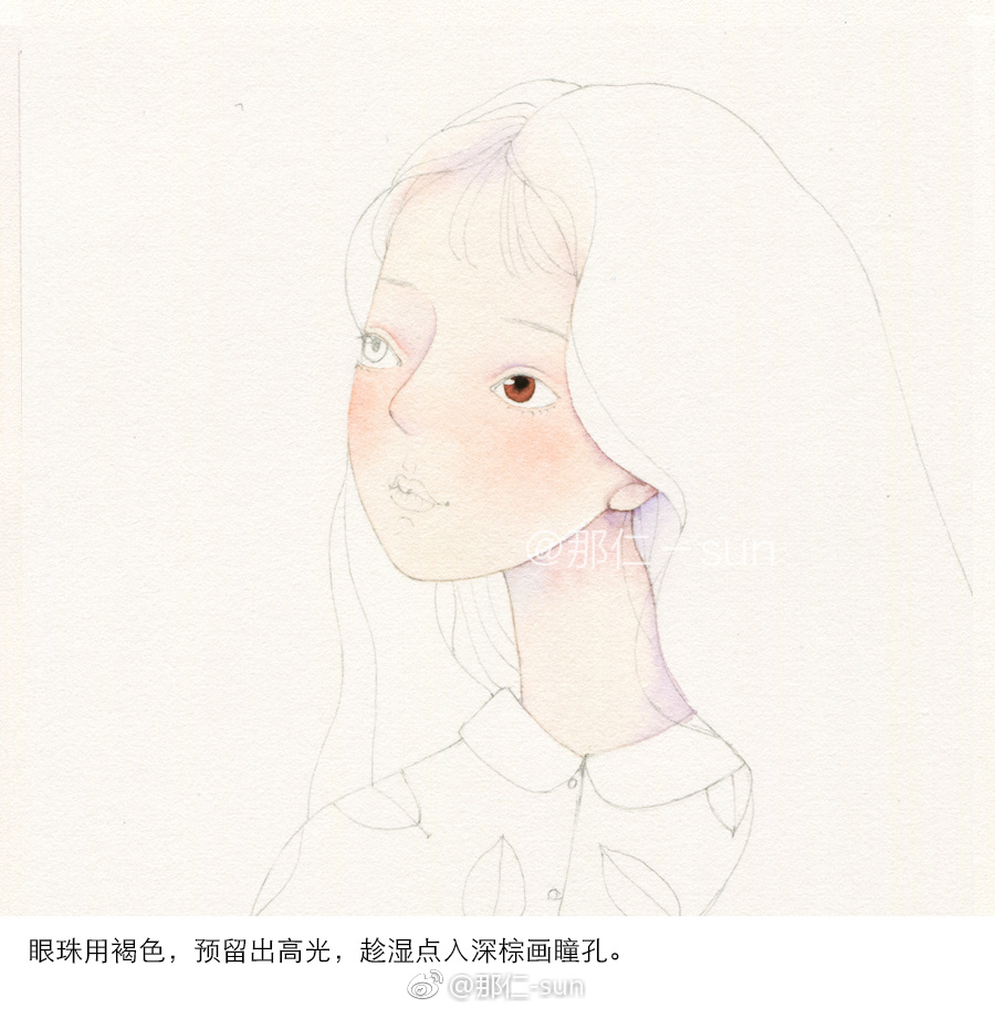 小教程 画出你的美丽的脸庞(工具:美利蓝水彩颜料,阿诗细纹300g