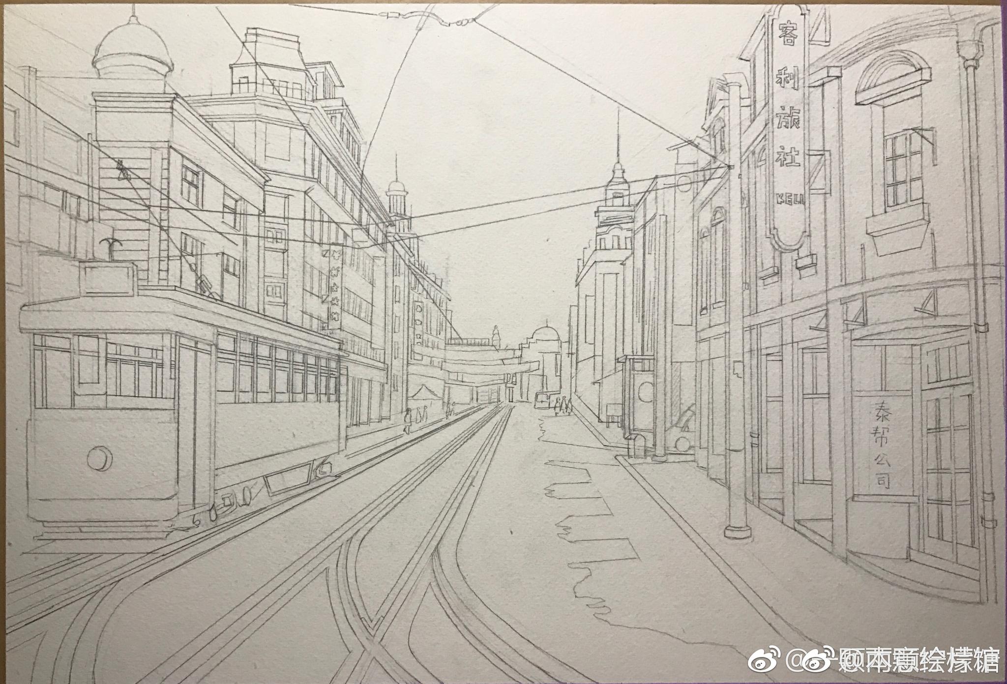 水彩建筑教程分享～老上海街景.| 绘画