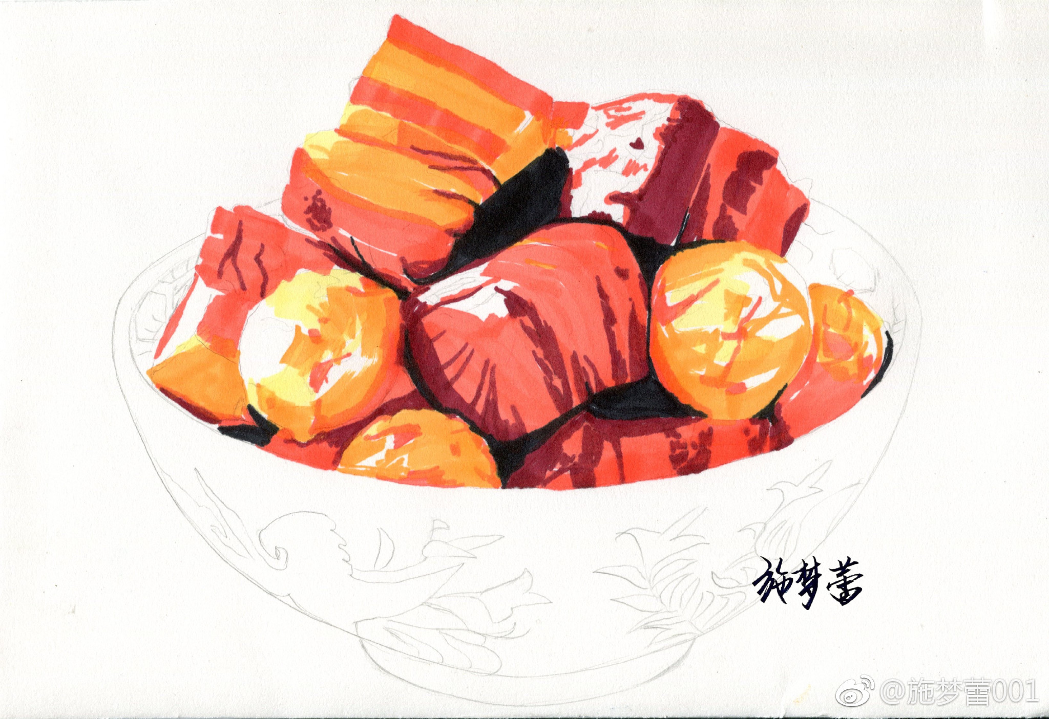 一碗红烧肉绿辉 马克笔 获多福投稿