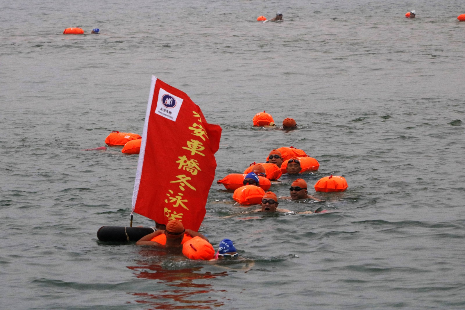 近千名"泳"士冬日湖北宜昌横渡长江