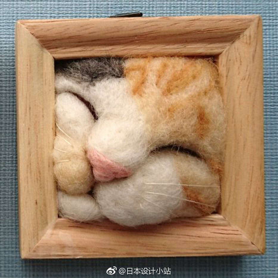 日本羊毛毡达人ふじたさとみ制作的喜欢挤缝隙的主子