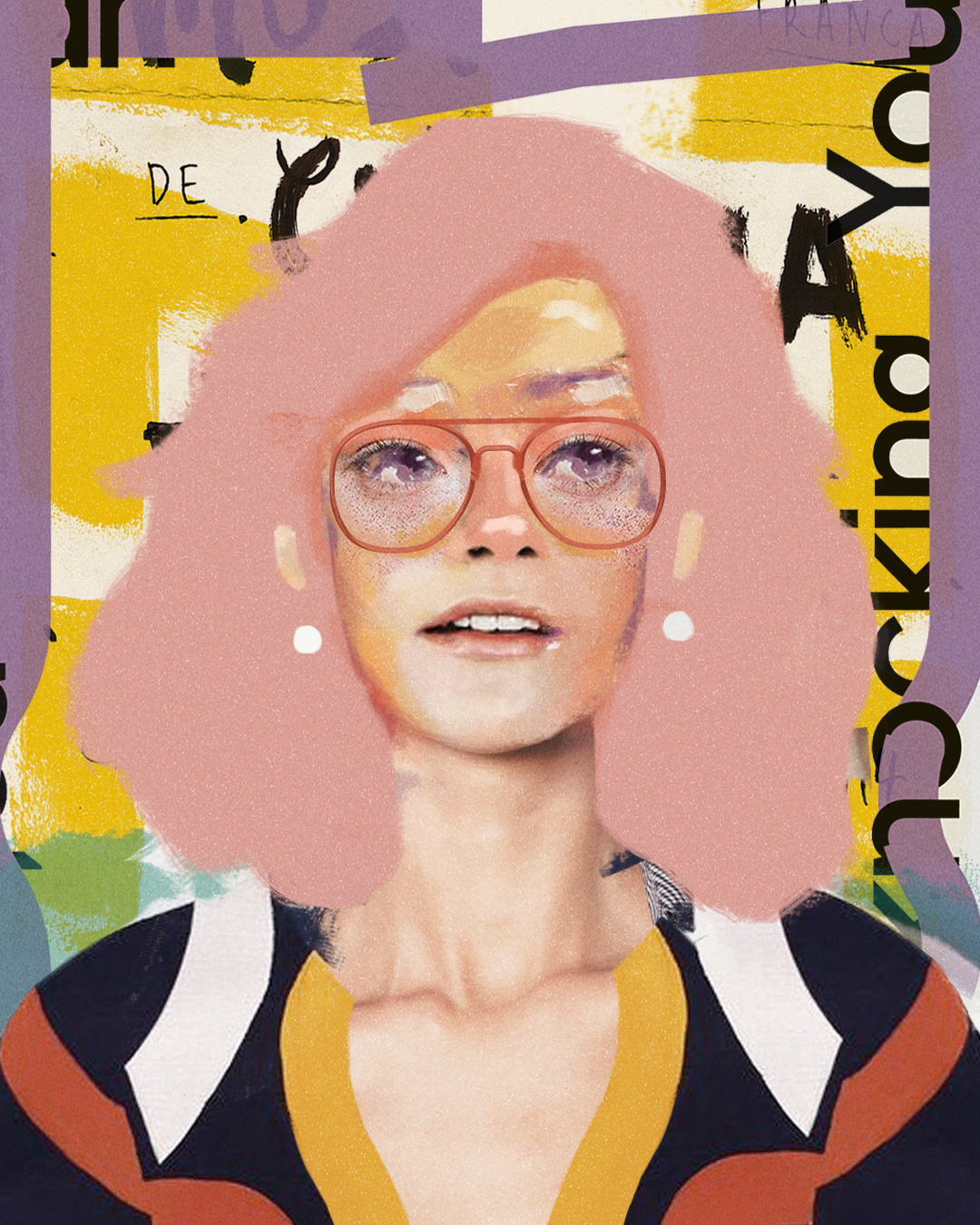 插画师rickylinn把杂志风加上了大色块拼贴感浓浓的美式潮流味扑面而