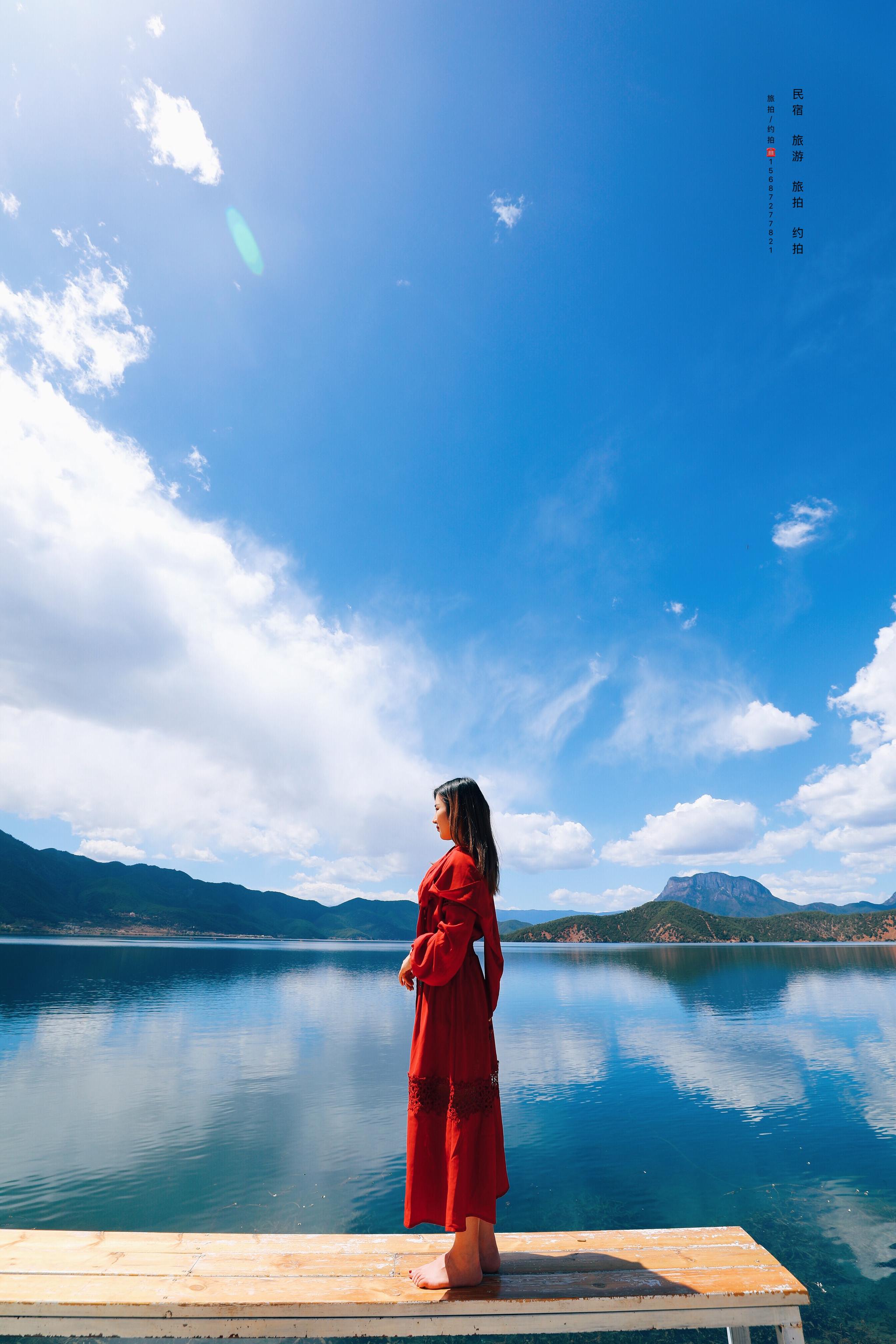 掌柜带着住店10位客人来泸沽湖旅拍