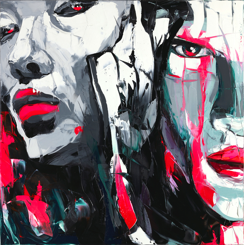 疯狂大色块手绘人像油画水粉插画